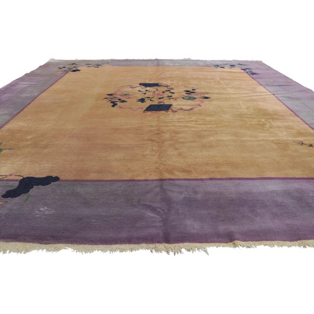 Art Deco Early 20th Century Antique Chinese Art Deco Rug, 10'02 X 11'07 For Sale - Image 3 of 9