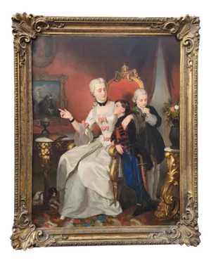 C Hermelein, Portrait of Princess Elisabeth of Prussia and Her Sons, 19th Century, Oil on Canvas