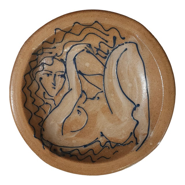 1990s Matisse Inspired Hand-Painted Nude Lady Bowl - Large For Sale