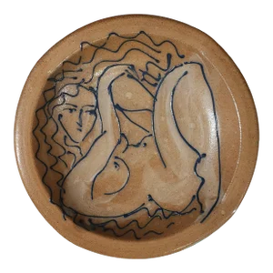 1990s Matisse Inspired Hand-Painted Nude Lady Bowl - Large