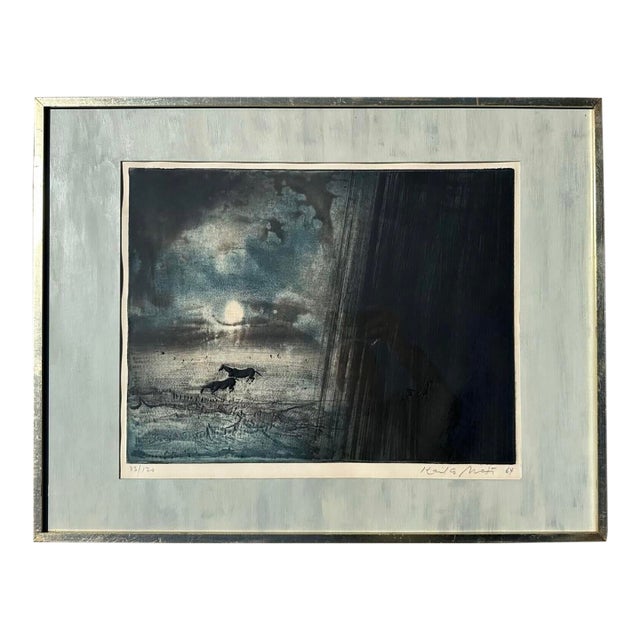 "Monsoon" by Kaiko Moti Signed Limited Edition #73/120 Aquatint Etching Framed For Sale