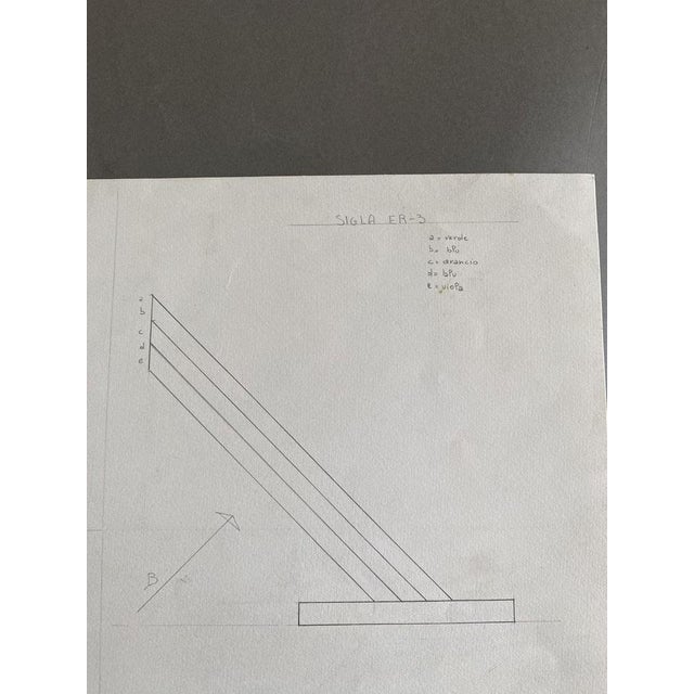 1970s Edival Ramosa, Multicolor Floor Lamp Project, 1973, Pencil Drawing on Paper For Sale - Image 5 of 10