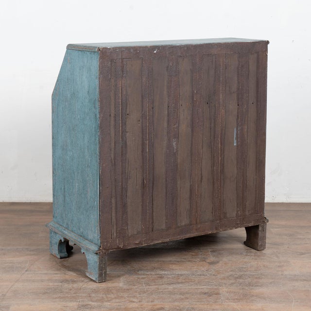 Blue 19th Century Danish Oak Blue Painted Secretary Bureau For Sale - Image 8 of 8