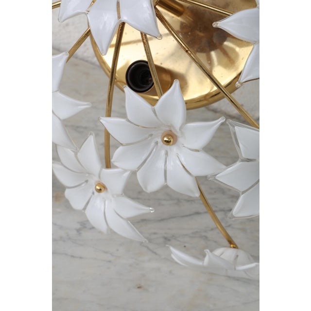 1970s Wonderful Murano Ceiling Light White Flowers For Sale - Image 4 of 15