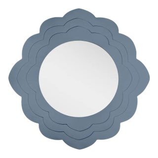 Fleur Home Audubon Magnolia Circle Mirror in Bachelor Blue, 24x24 For Sale