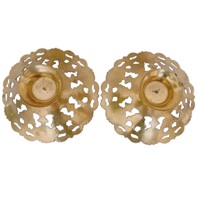 Asian India Floral Enameled Brass Decorative Bowls - a Pair For Sale - Image 3 of 5