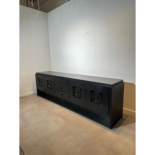 Wood Brutalist Black Oak Credenza For Sale - Image 7 of 8