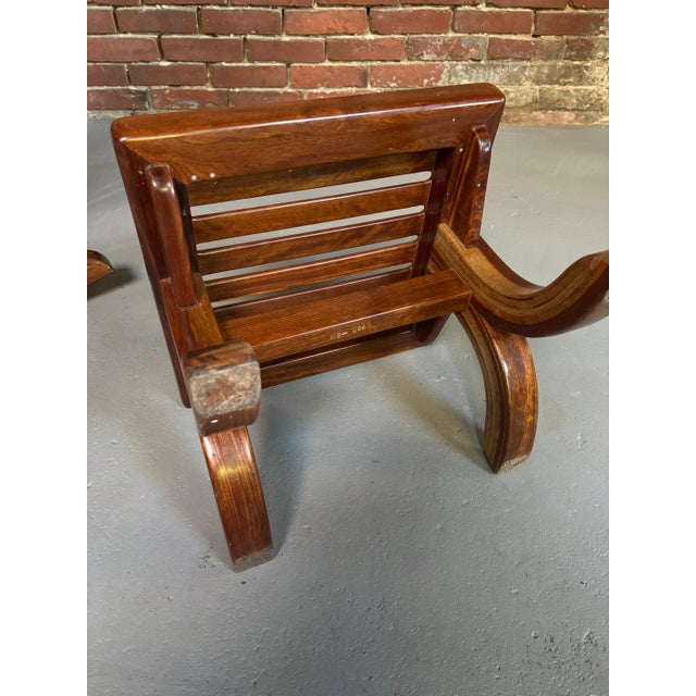 Salvador Vidal Exotic Wood Cantilevered Rocker and Ottoman For Sale - Image 12 of 12