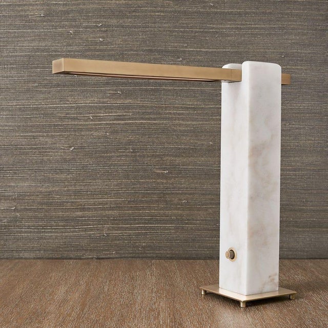 Contemporary Cool Marble Column Lamp For Sale - Image 3 of 6