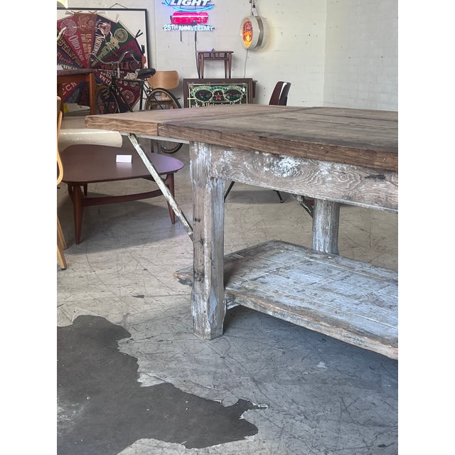 Vintage Extra Long Rustic Farm Table For Sale - Image 4 of 13