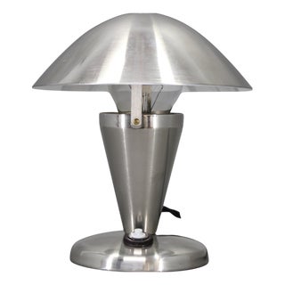Czechoslovak Art Deco Chrome Table Lamp with Metal Shade, 1930s For Sale