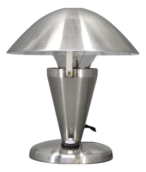 Czechoslovak Art Deco Chrome Table Lamp with Metal Shade, 1930s