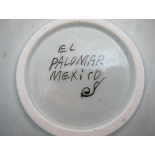 Blue Ken Edwards El Palomar Blue Bird Mexico Folk Art 11 3/4" Pottery Charger Plate For Sale - Image 8 of 8