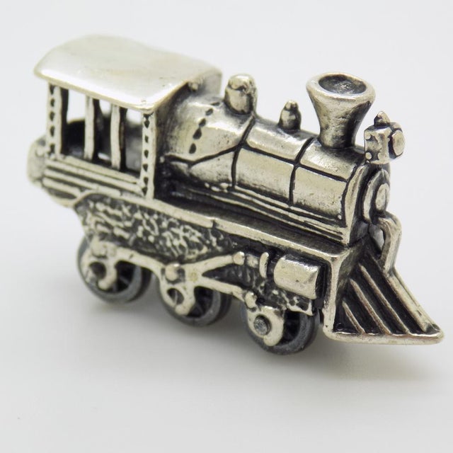 Vintage Italian Handmade Genuine Sterling Silver 925 Locomotive Train Figurine, 1970s For Sale - Image 3 of 13