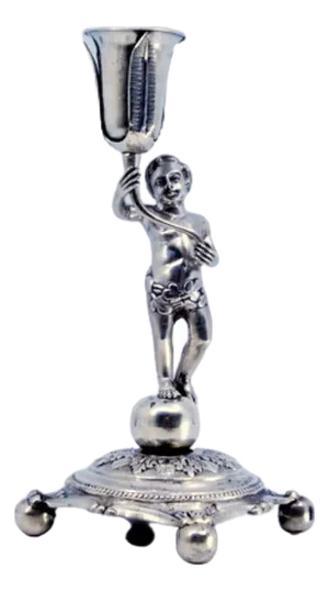 Silver Toothpick Holder with Figure