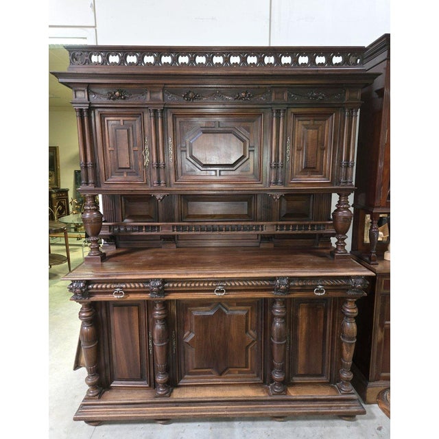 Wood Renaissance Style Walnut Sideboard For Sale - Image 7 of 8