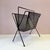 Vintage Mid Century Black Perforated Metal Magazine Rack For Sale - Image 4 of 8