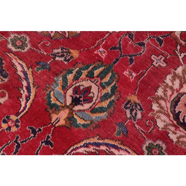 Shabby Chic Persian Antique Red/Beige Wool Rug - 10'1'' X 12'6'' For Sale - Image 4 of 10