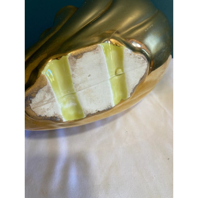 Gold Vintage Gold Ceramic Shell Planter or Vase For Sale - Image 8 of 8