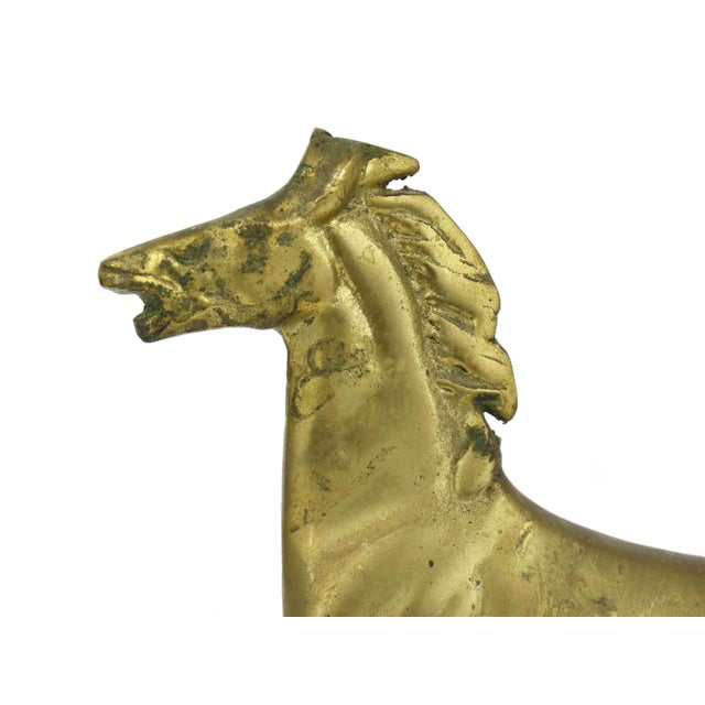 Mid 20th Century Mid 20th Century Solid Brass Running Stallion Horse Ranch Equestrian Sculpture For Sale - Image 5 of 7