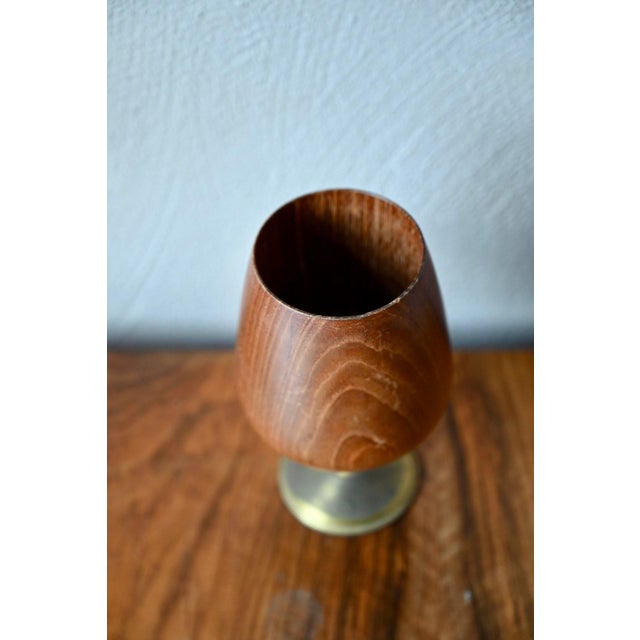 Scandinavian Decorative Glass in Teak and Brass, 1960s For Sale - Image 3 of 6