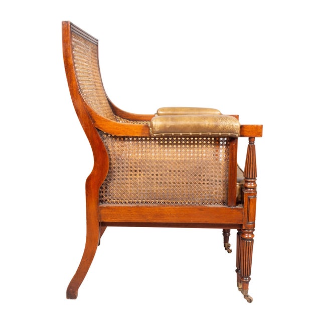 Wood Regency Mahogany Caned Bergere And Ottoman For Sale - Image 7 of 12