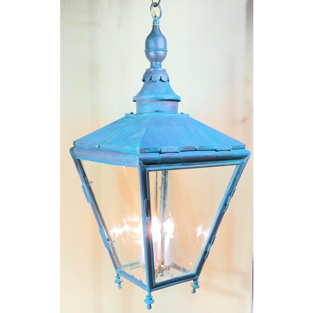 Antique Restored Street Light Converted to Hanging Lantern / Foyer Chandelier For Sale - Image 14 of 15