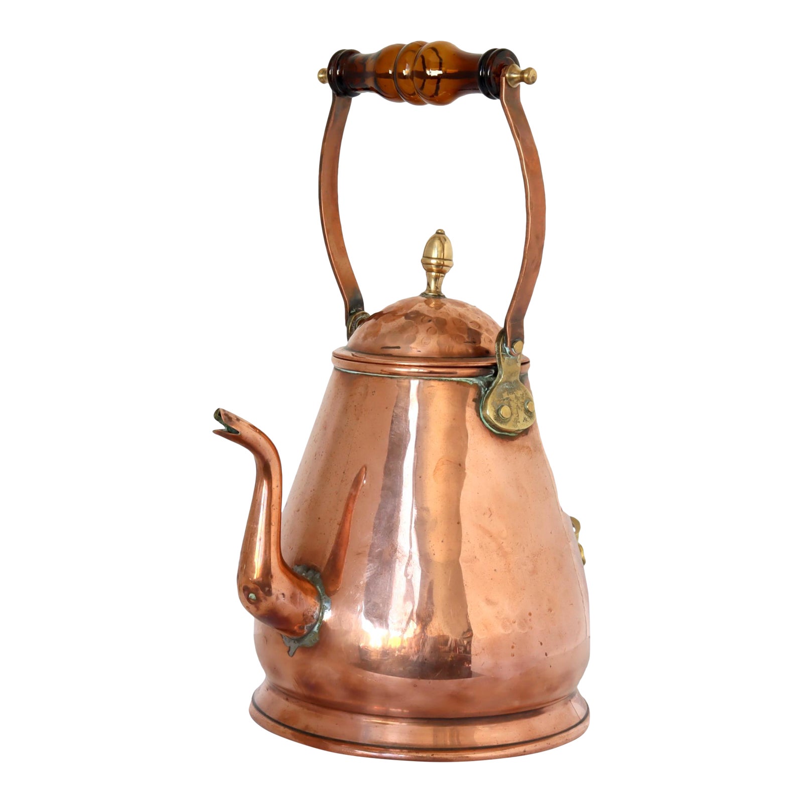 Antique English Copper Kettle, Glass Handle Chairish