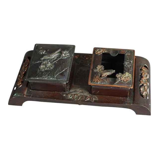 Antique Aesthetic Movement Mixed Metal Desk Organizer 1870 For Sale