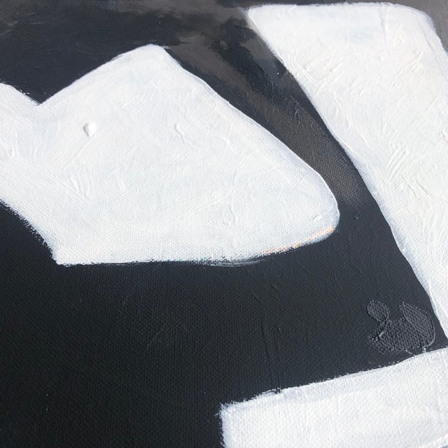 2020s “Abstract Composition and Black and White 3”, Original Contemporary Acrylic Painting on Canvas by CL Auker For Sale - Image 5 of 8