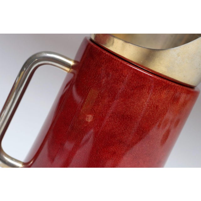 1950s Italian Modernist Pitcher in Brass and Dyed Red Goatskin by Aldo Tura For Sale - Image 15 of 18
