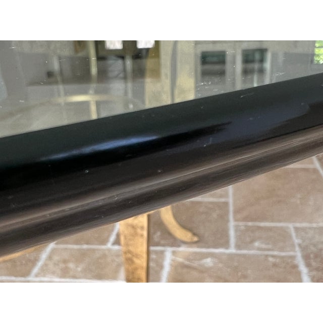 1980s 1980s Italian Glass 1/2" Oval Tabel With Gorgeous Gold Patina Metal Base. - Entertainers Dream Table For Sale - Image 5 of 10