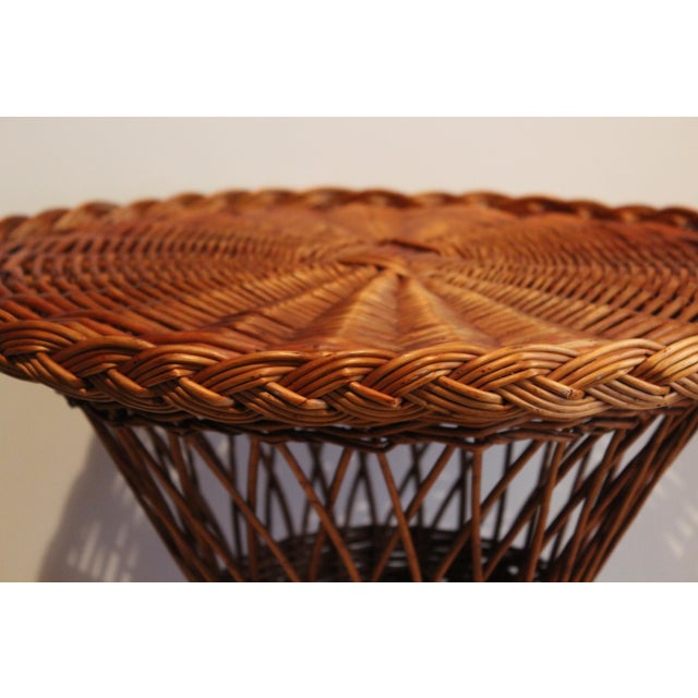 Vintage French Round Wicker Table, 1970s For Sale - Image 14 of 18