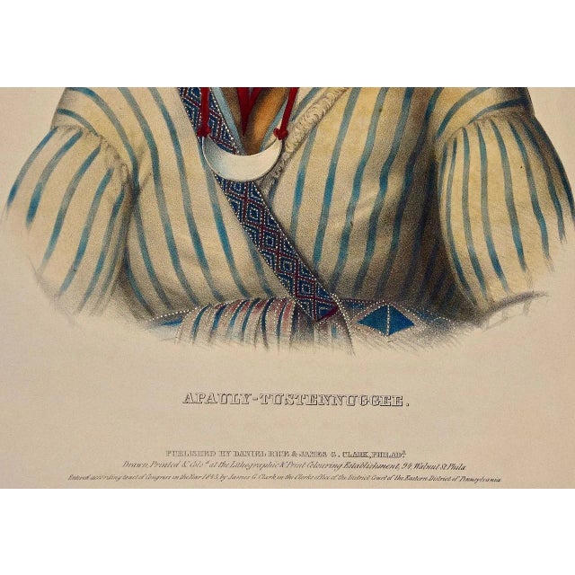 Mid 19th Century Apauly-Tustennuggee: Hand-Colored McKenney & Hall Folio-Sized Lithograph, 1843 For Sale - Image 5 of 5