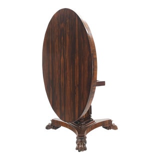 Large 52" Diameter Round Tilt Top Rosewood Empire Dining Breakfast Table For Sale