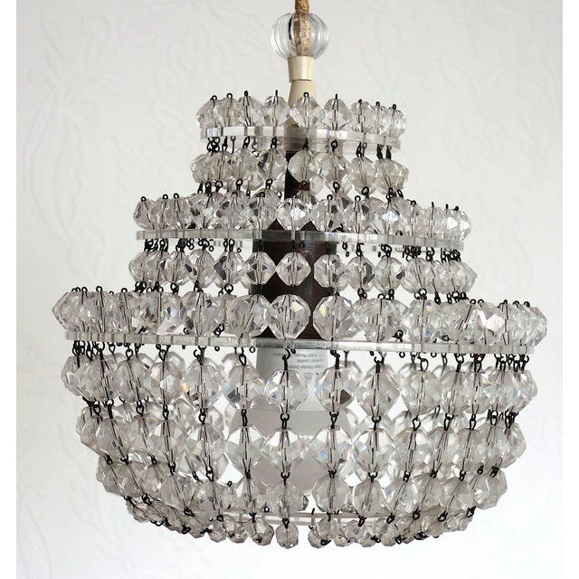 Antique French Glass Bead Chandelier, 1930s For Sale - Image 3 of 12