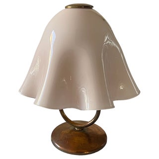 Large Pink Murano Glass Copper Table Lamp from Maestri Di Murano, 1970s