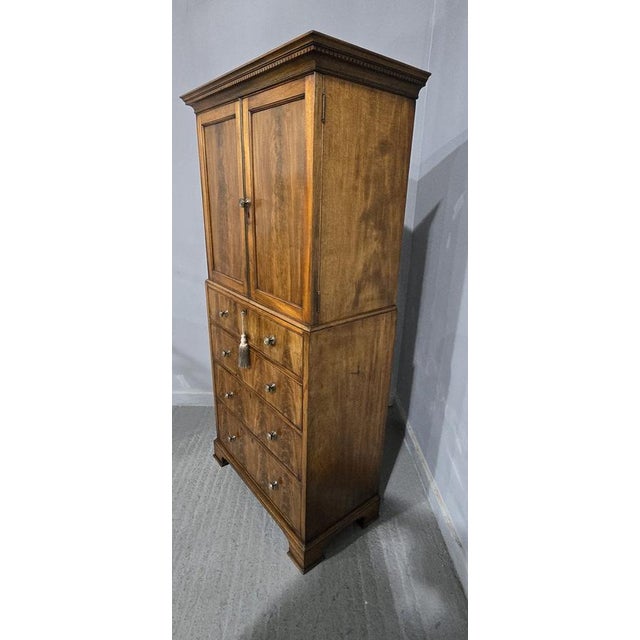 Brown Small Mahogany Linen Press, 1900s For Sale - Image 8 of 18