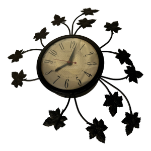 Mid Century Modern United Metal Floral Wall Clock