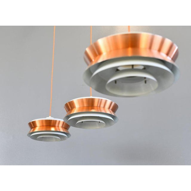Mid century copper pendant light by veb metaldrucker halle circa 1970s (3 available) - layered copper diffusers - takes...