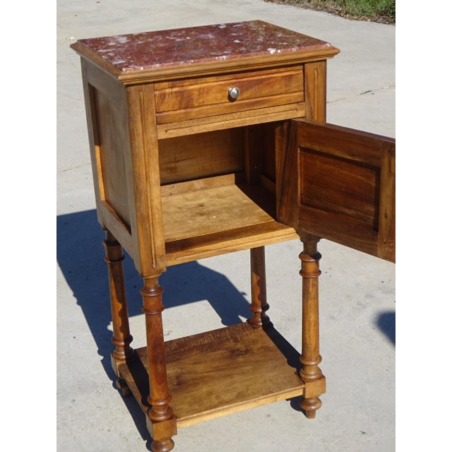 Louis XVI Bedside Table in Walnut and Marble For Sale - Image 14 of 18