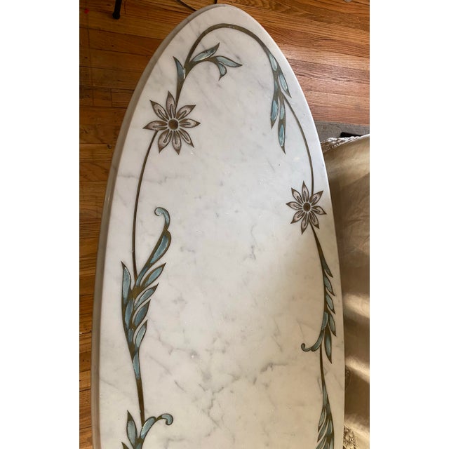 1960s Italian Hand Etched Marble Coffee Table For Sale - Image 9 of 12