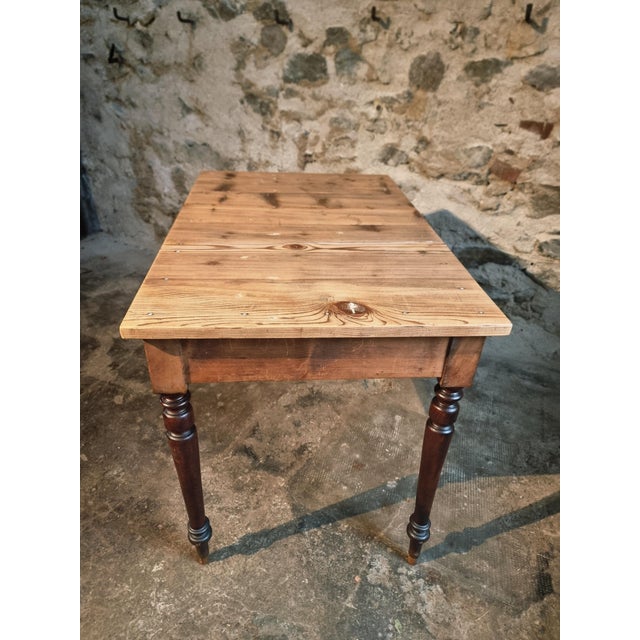 Vintage French Pine Table with Extendable Side, 1930s For Sale - Image 3 of 17