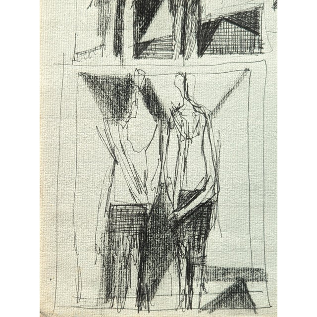 Mid 20th Century David Adickes Early Modern Black & White Abstract Figurative Sketchbook Page Drawing, Mid 20th Century For Sale - Image 5 of 9