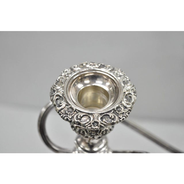 Silver Vintage International Silver Co Countess Silver Plated 3 Arm Candelabra - Pair For Sale - Image 8 of 17