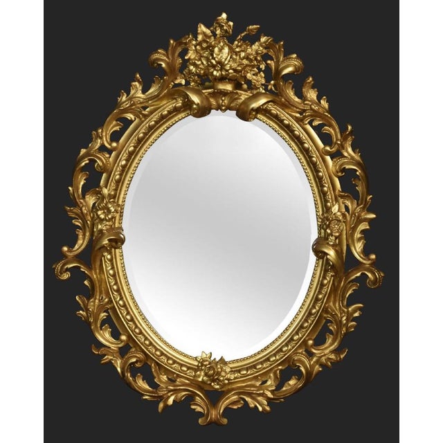 Carved Gilt-Wood Oval Wall Mirror For Sale - Image 10 of 10