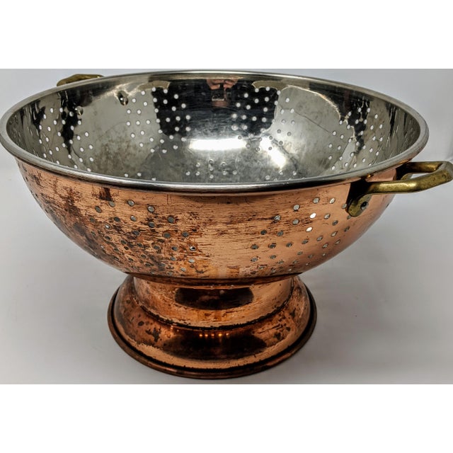 Vintage Copper Colander With Brass Handles Chairish