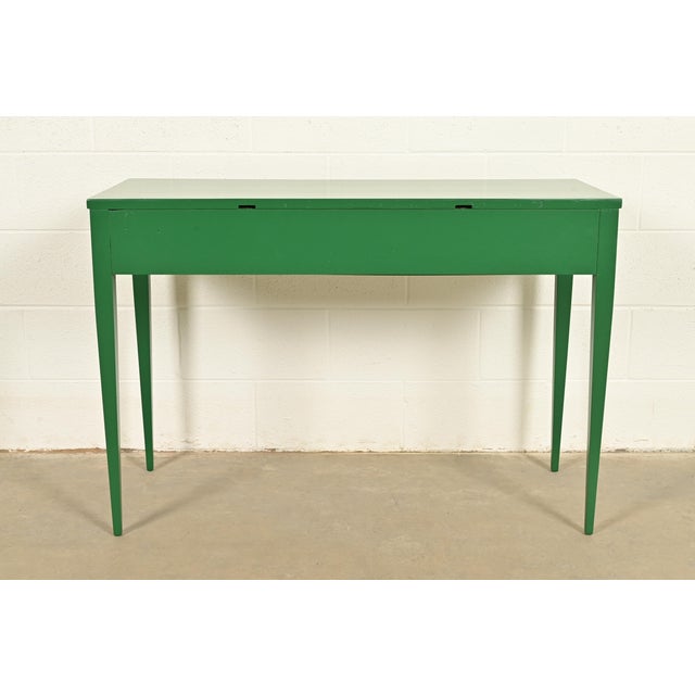 John Widdicomb Antique Federal Green Lacquered Console or Entry Table, Newly Refinished For Sale - Image 14 of 15
