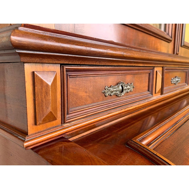 19th Century Empire Mahogany Bureau Secretary with Bookcase For Sale - Image 14 of 18