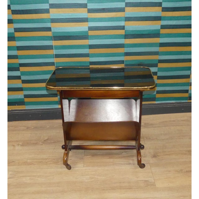 Black Side Table with Newspaper Stand and Glass Top, 1950s For Sale - Image 8 of 11